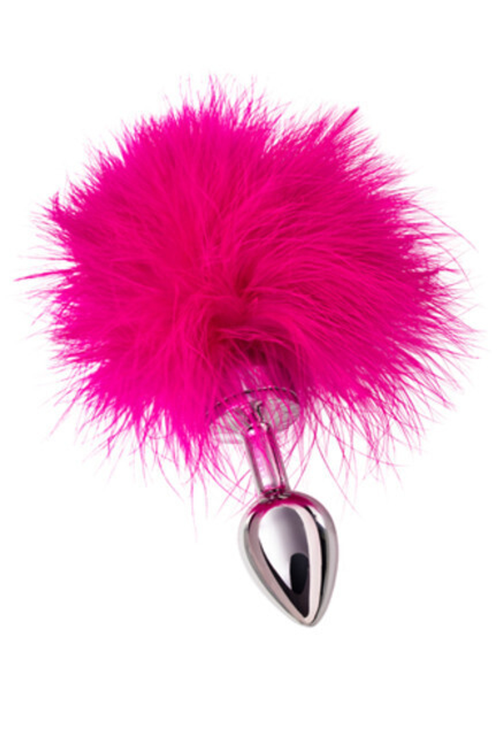 Малая металлическая серебряная пробка с розовой опушкой Toyfa (Цвет: серебряный с розовым)