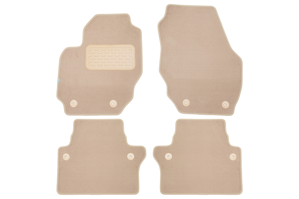 Коврики в салон для VOLVO S80 АКПП 2006-2010, 2009-2013, 2013-2016, седан, 4 шт. (текстиль, бежевые) KLEVER04500522112KH