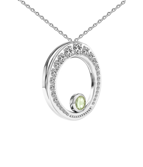 Подвес большой из серебра со вставками из хризолита и бесцветных фианитов