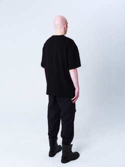 Футболка с принтом "Кот Баюн". Черная