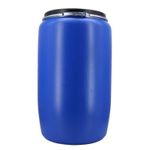 Бочка 227 л пластиковая (евробарабан) с крышкой и хомутом синяя г. Москва