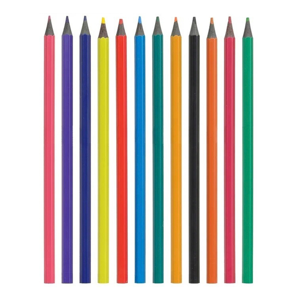 Карандаши цветные, Basir, пластиковые, серия "Авокадо", цветная упаковка, 12 шт