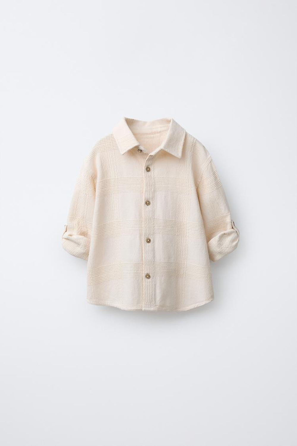 ZARA РУБАШКА С РЕГУЛИРУЕМЫМИ РУКАВАМИ, ЭКРЮ