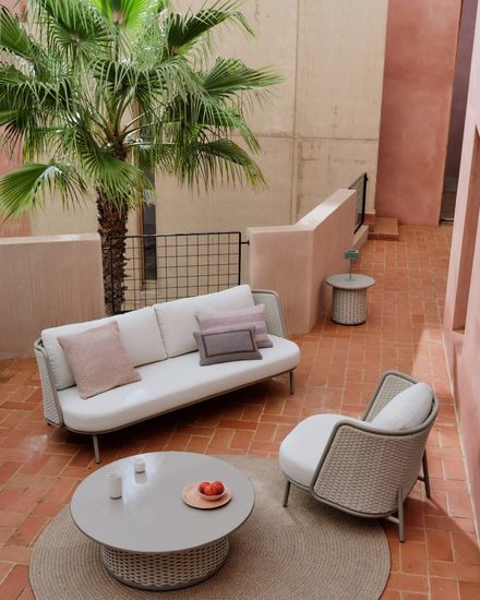 Уличный 3-местный диван Sedalis из алюминия и веревки серого цвета 210 см La Forma Испания 