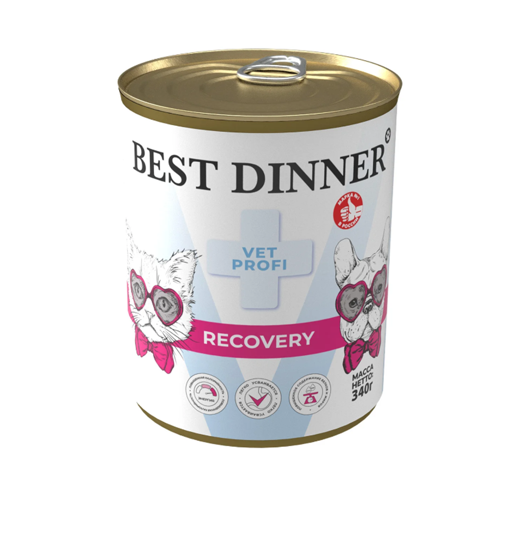 Консервы Best Dinner Recovery 340г для собак и кошек при истощении,восстановлении (Рекавери)