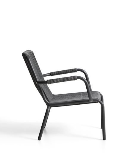 Уличное кресло Salis из графитового алюминия и темно-серой веревки