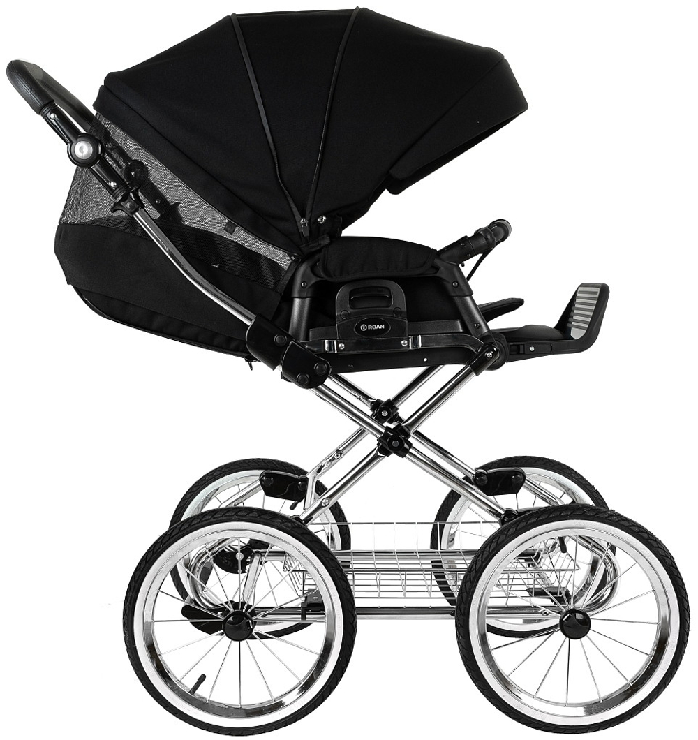 Детская коляска Roan Bass Next Classic d14 2.0 2 в 1 BSNC/95/2 Caviar/Black/руч.Cappuccino