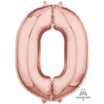 Шар фольгированный Цифра 0 66 см (Розовое Золото)