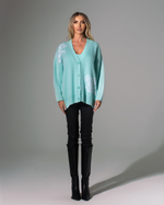 Бирюзовый кардиган с розами