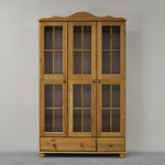 Шкаф с витриной Бритта трехдверная, бейц