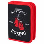 Пенал ПИФАГОР, 1 отделение, 2 откидные планки, полиэстер, 20х14 см, "Boxing", 272289