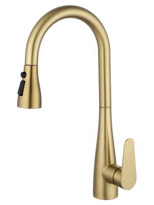 Смеситель для кухни с выдвижным изливом WONZON & WOGHAND, Брашированное золото (WW-121E201B-BG)