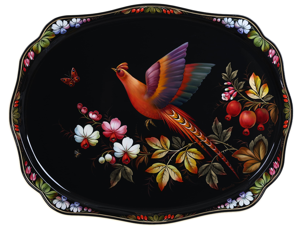 Жостовский поднос декоративный, размер 60х47 см (A31), металлический