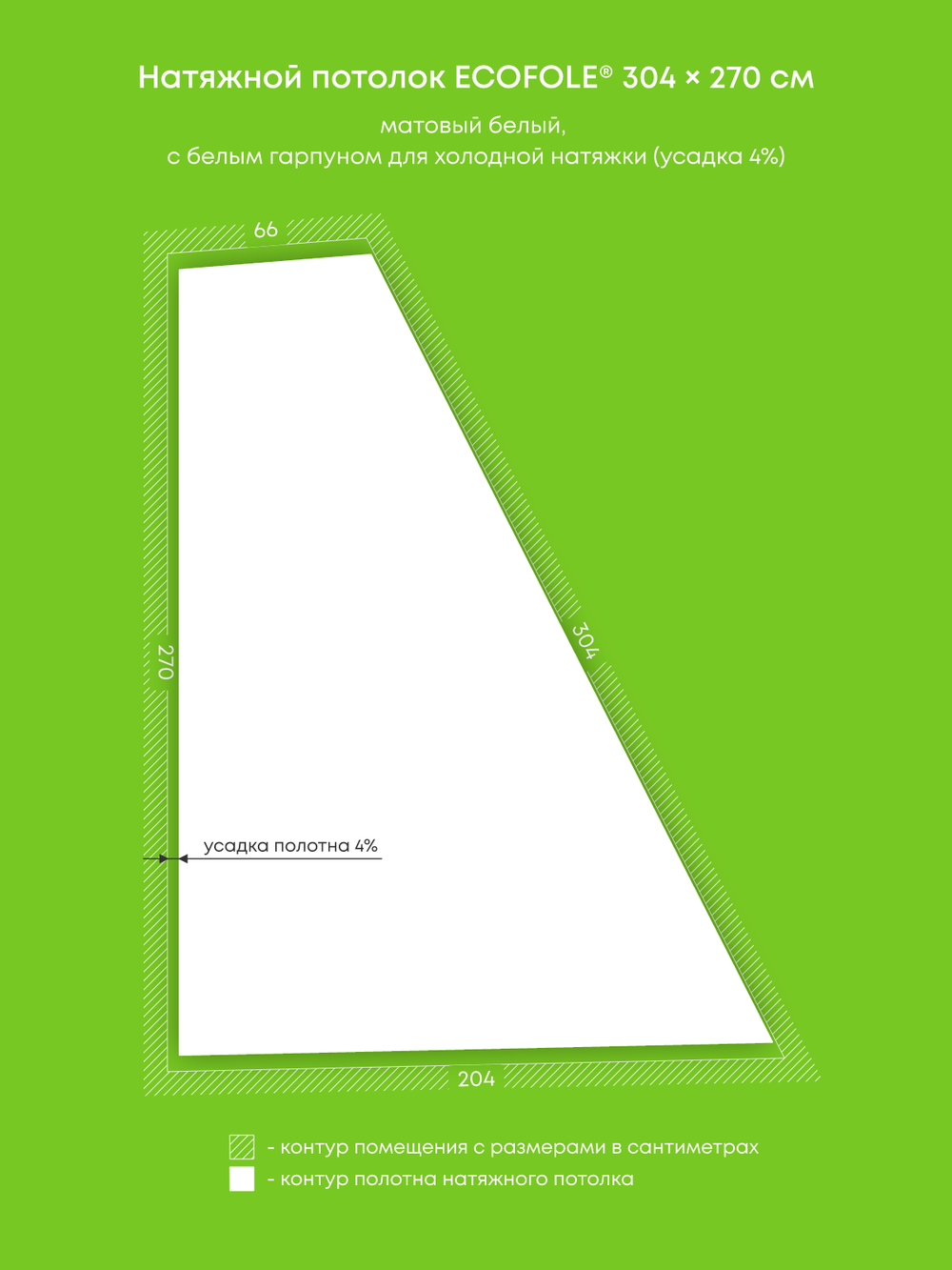 Матовый натяжной потолок 3.7 м2