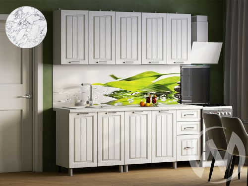 Кухня Лаура 2.0м (корпус белый/клен белый) 26мм мрамор итальянский