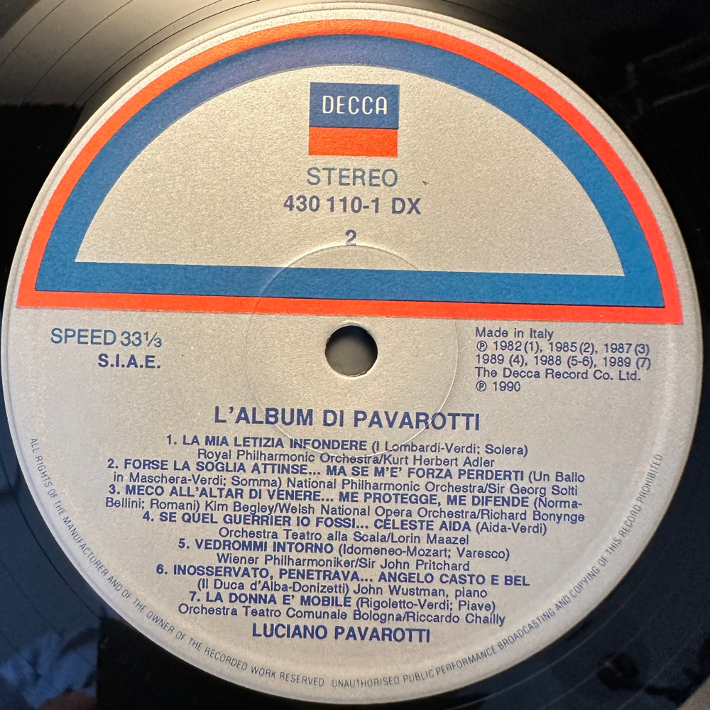 Лучано Паваротти - L'Album di Pavarotti 2LP (Италия 1990г.)