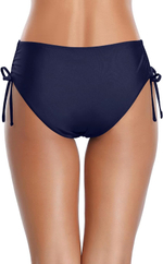 Темно-синие женские плавки с утяжкой по бокам