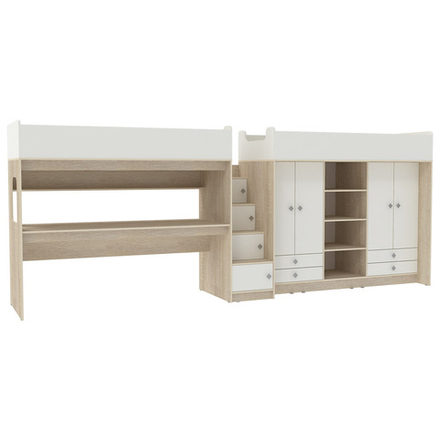 Двухъярусная кровать КарИВи Л-CE606-604 80х190 Дуб Сонома Белый