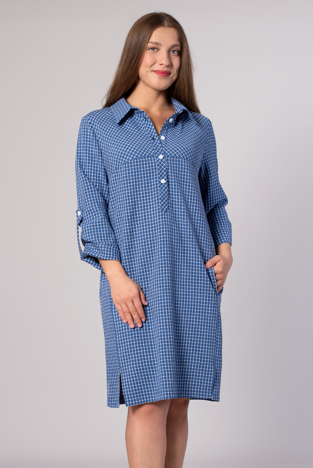 Платье-рубашка 1976ЛПБ, клетка #259Клз241976ЛПБ