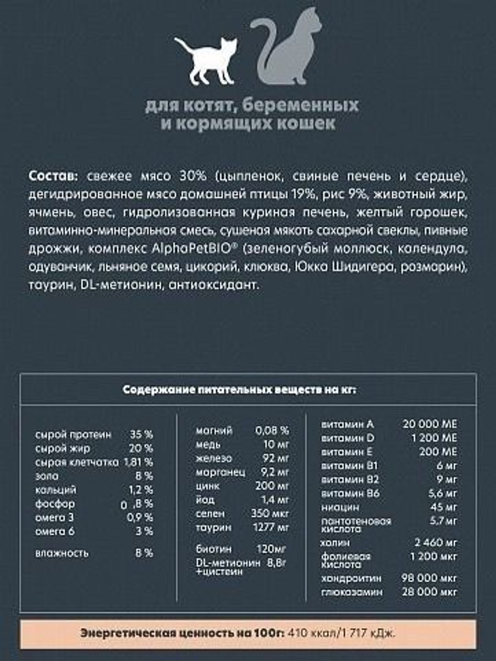 Корм для кошек и котят сухой 1,5 кг AlphaPet Superpremium, для беременных и кормящих кошек с цыпленком