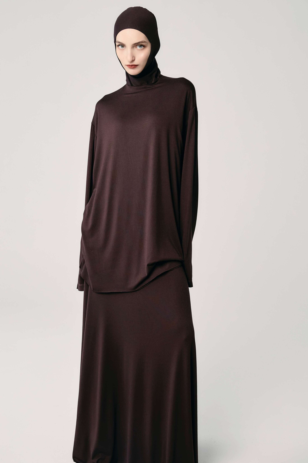 Юбка база широкая коричневая