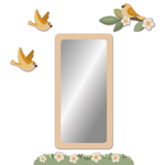 Зеркало прямоугольное Скандик розовое с птичками и цветами 5600321071