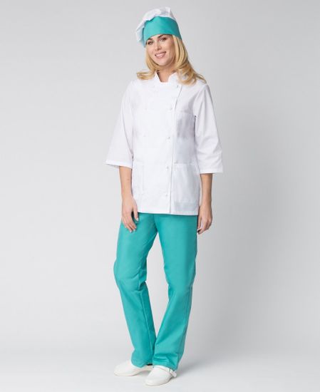 Костюм женский "Шеф" (белый/бирюза)
