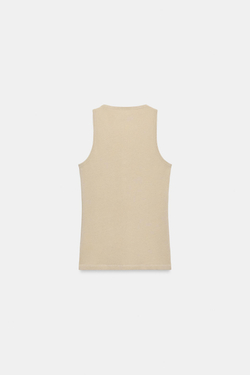 ZARA ТОП С ЛЬНЯНЫМИ ПУГОВИЦАМИ, КАМЕННО-СЕРЫЙ