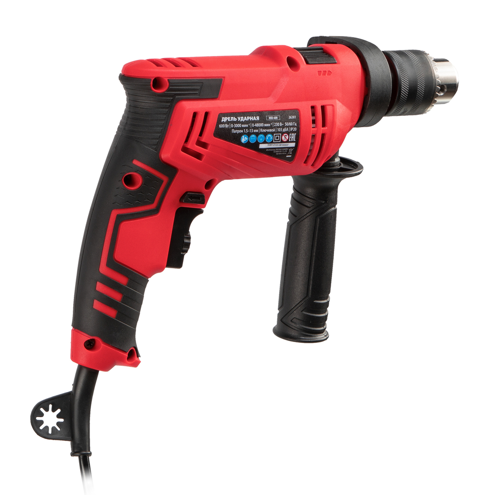 Дрель ударная MID-600, 600 Вт, 0-3000 об/мин, 0-48000 уд/мин MTX 26381