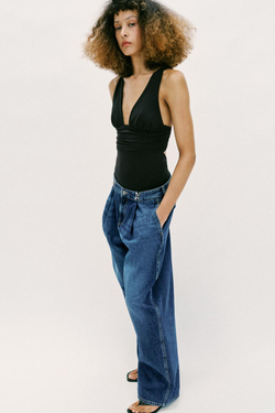 ZARA БОДИ ИЗ ПОЛИАМИДА С ОТКРЫТОЙ СПИНОЙ, ЧЕРНЫЙ