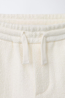 ZARA БРЮКИ КАРГО ИЗ РЕЛЬЕФНОЙ ТКАНИ, ЭКРЮ