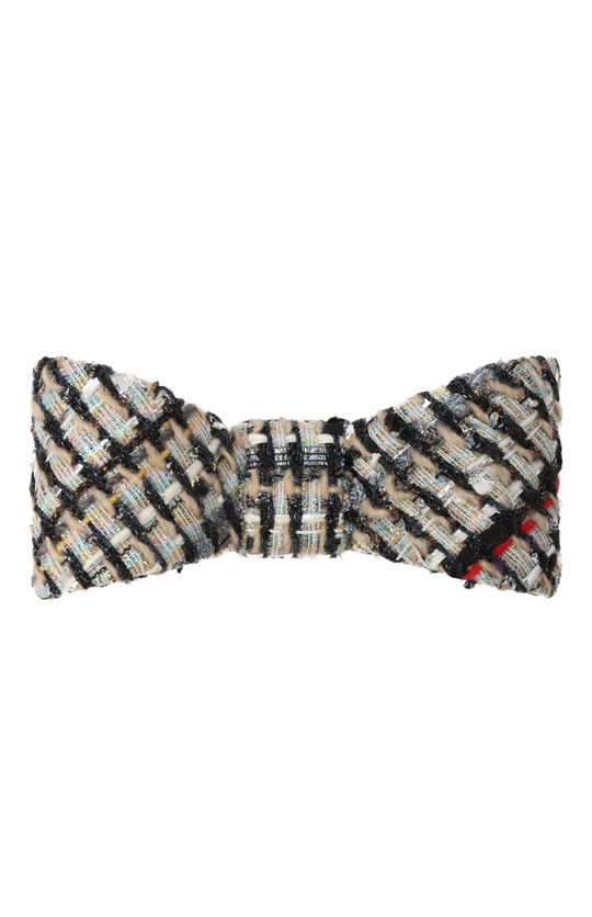 Бант-бабочка из серого твида с цветными нитями