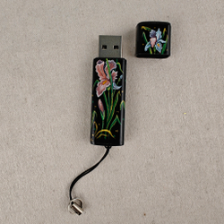 Флешка USB в футляре с ручной росписью "Ирисы"