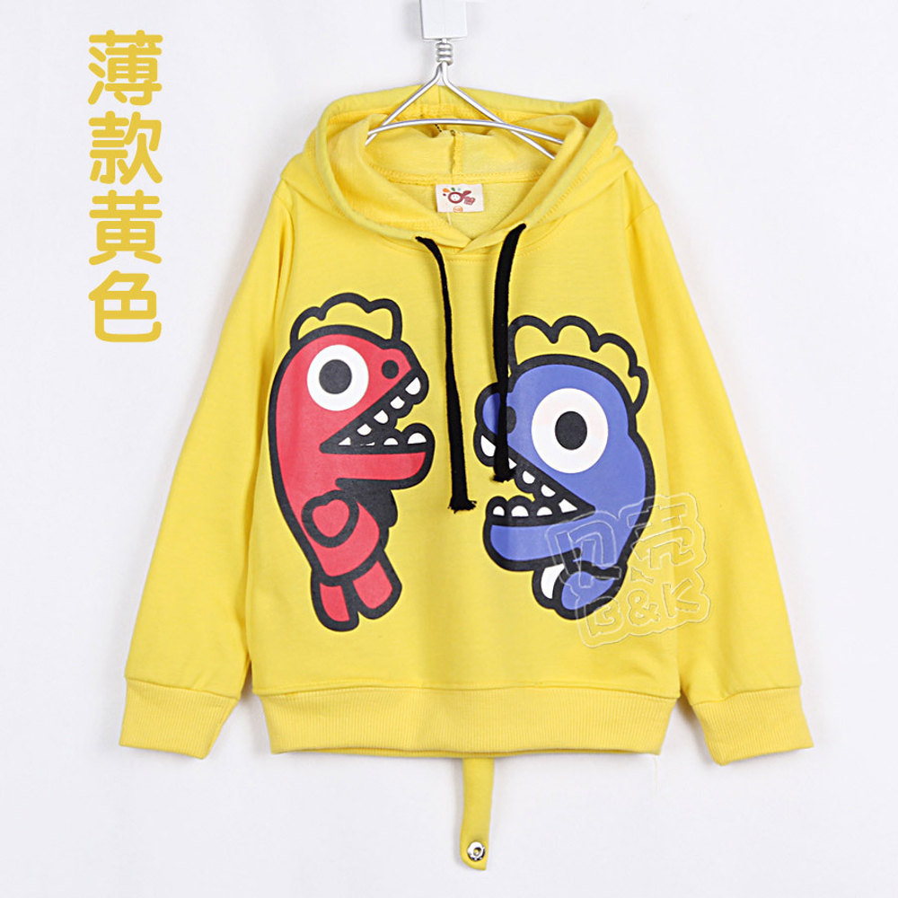 Худи детское однотонное с капюшоном и принтами динозавров