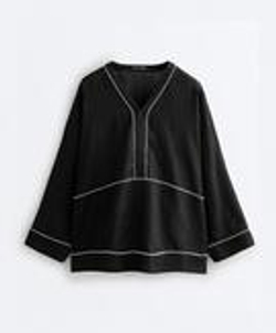 Oysho Рубашка из 100% льна, черный