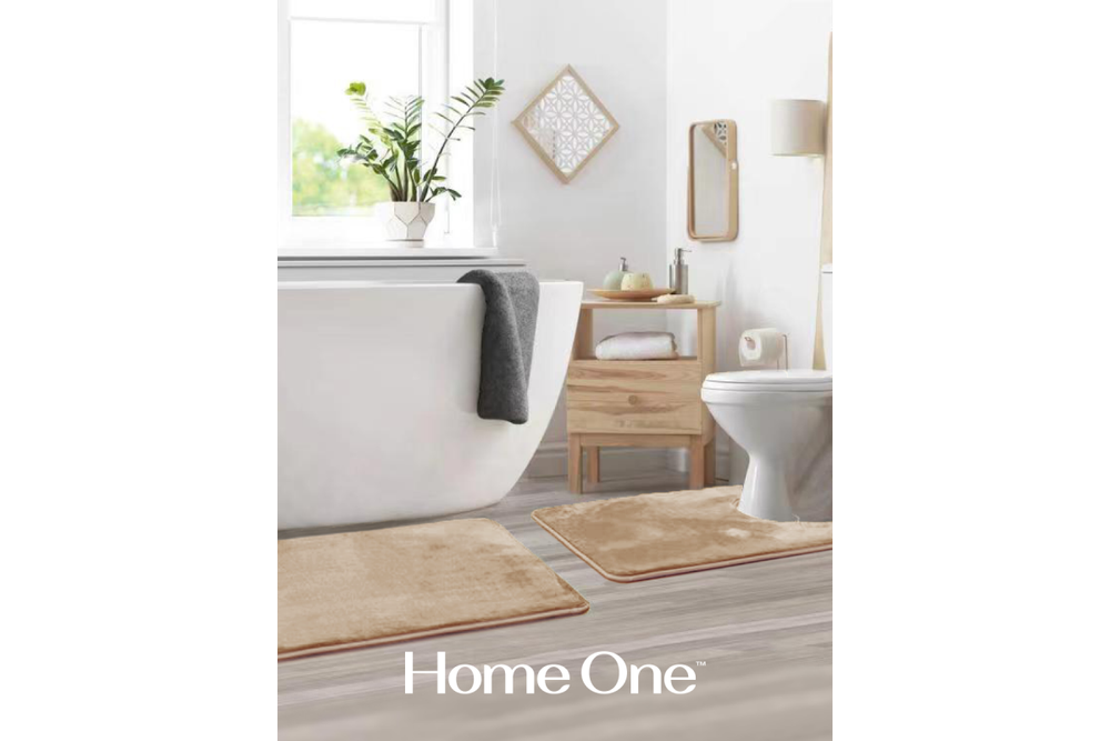 Набор ковриков для ванной и туалета с эффектом памяти Home One 51х81, 51х61 U-shape, бежевый