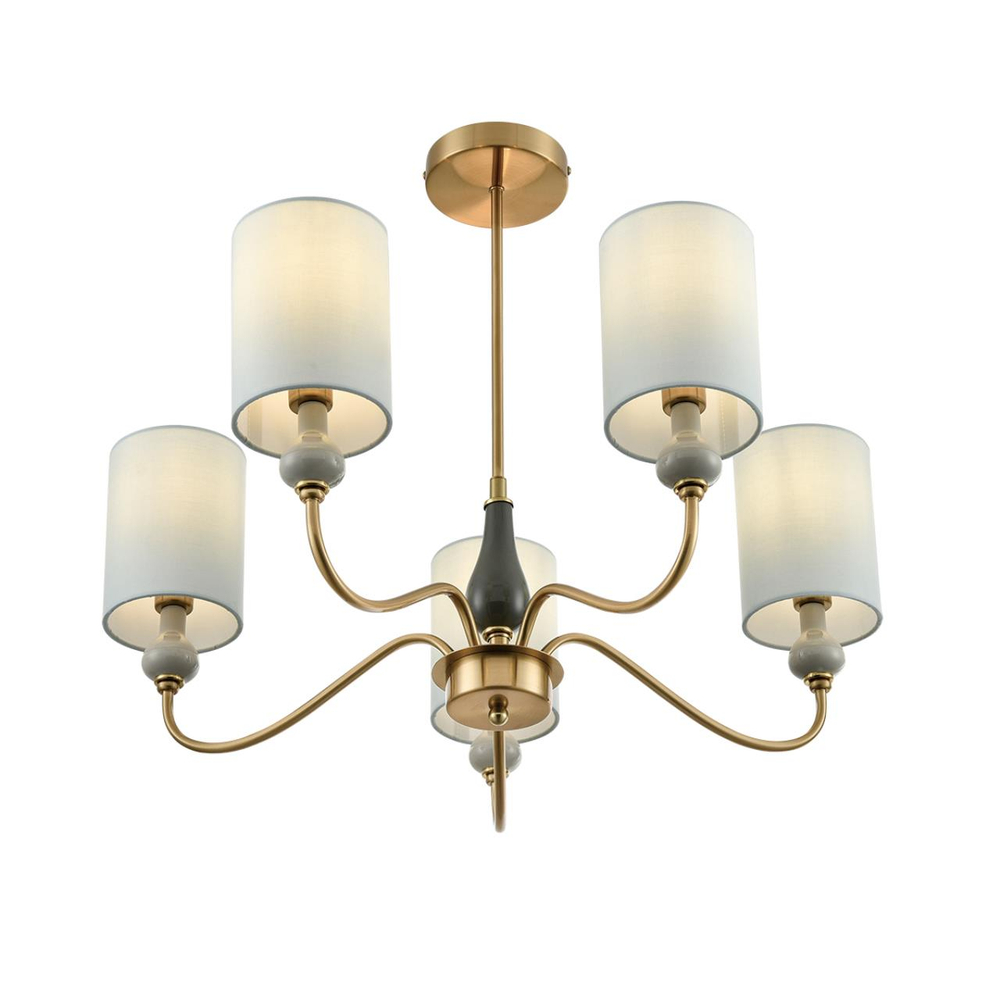 6590/5 CLASSI LN26 055 латунь/мятный зеленый, металл, керамика/текстиль Люстра подвесная E14 5*40W 220V ANRI