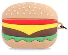 Силиконовый чехол Гамбургер с карабином для Airpods Pro