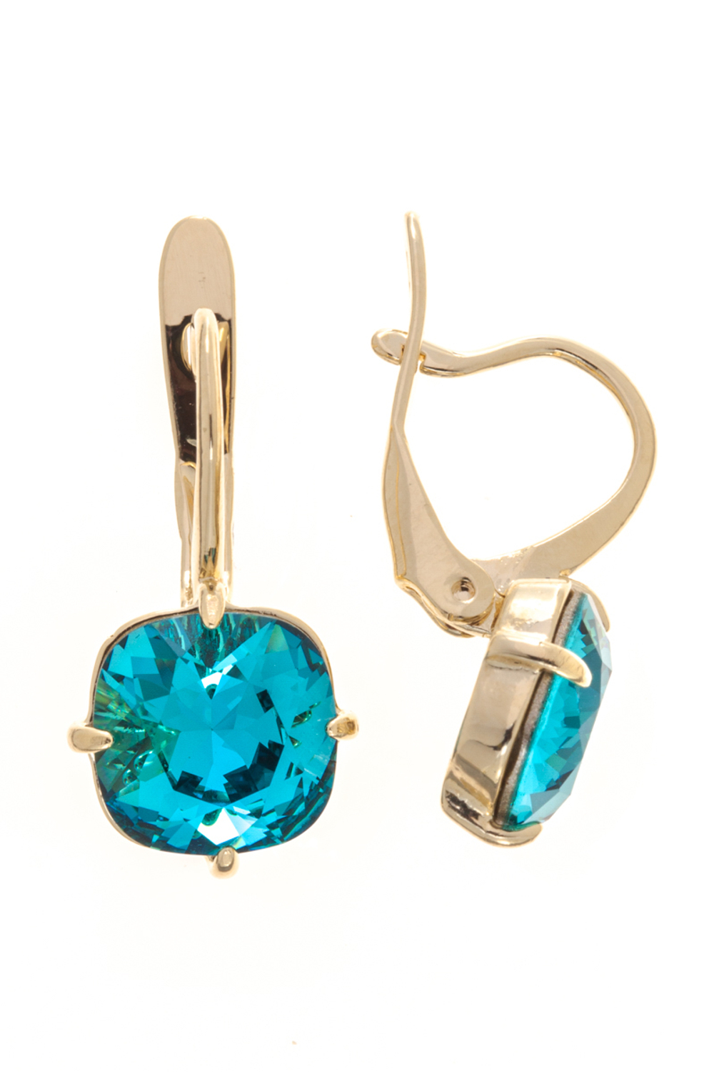 "Флегра" серьги в золотом покрытии из коллекции "Циркония" от Jenavi с английским замком