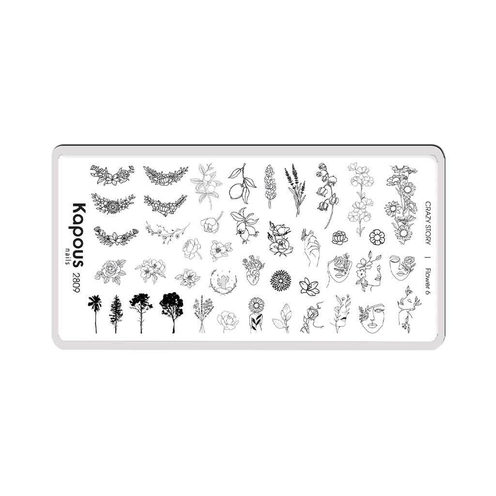 2 Kapous Professional Nails Пластина для стемпинга, Flower 6 ,