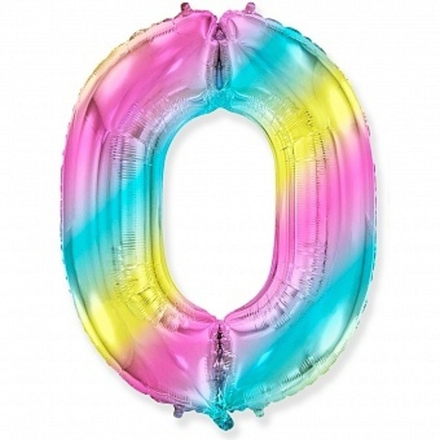 Ф ЦИФРА 0  40" Радуга металлик
