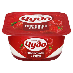 Чудо творожок 2 слоя клубника-земленика 100гр