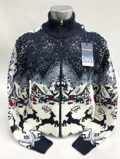 р-р. 56-60. PULLTONIC из шерсти и кашемира "Рождественский" Разъемный замок.