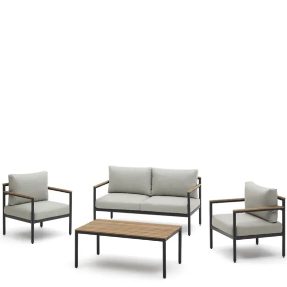 Комплект уличной мебели Aiguafreda из алюминия и акации, диван, 2 стула, столик