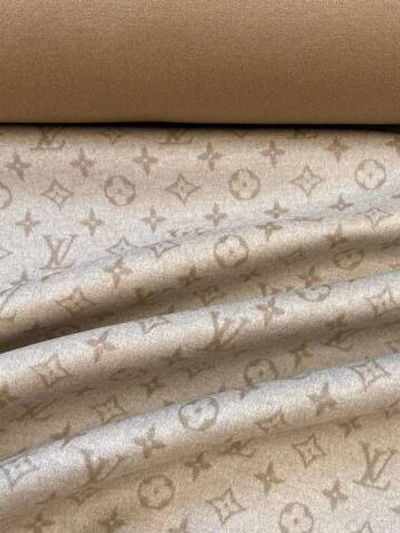 Шерсть с кашемиром и шелком пальтовая Louis Vuitton double face бежевый с лого