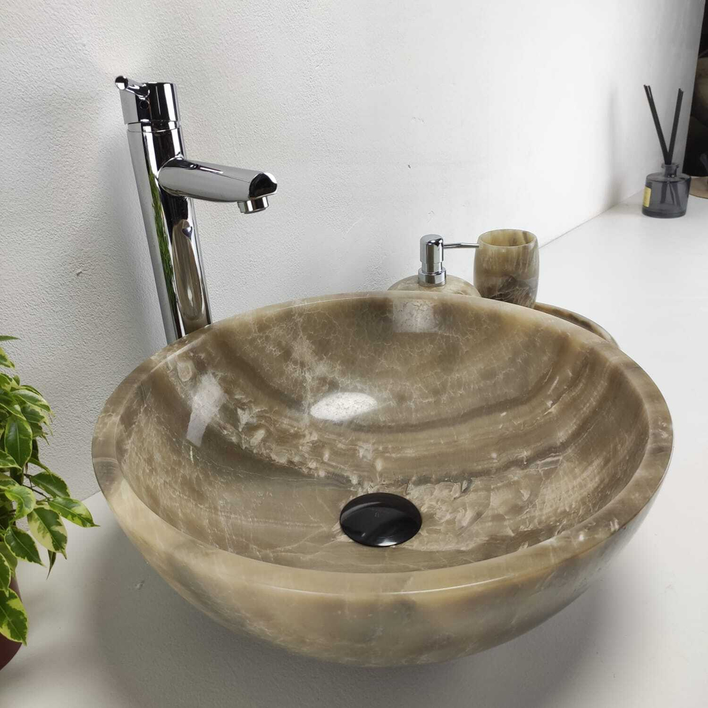 Раковина из оникса Bowl Grey Small TinLip BO-61035 40*40*15