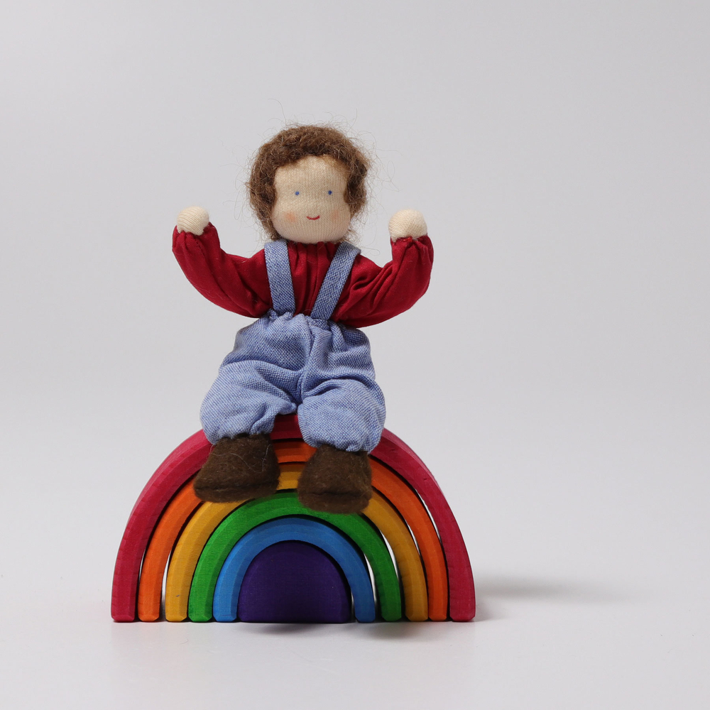 Кукла - Вальдорфская кукла "Мальчик с темными волосами", 13 см