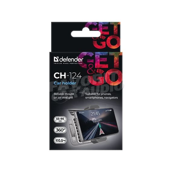 Держатель Defender CH-124 пластик воздуховод чёрный