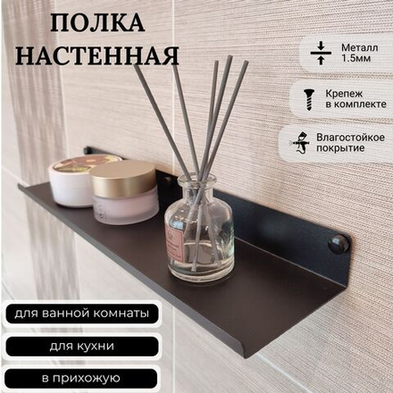 Полка MetaDec Plain настенная прямая, 30х10см черная, 1шт