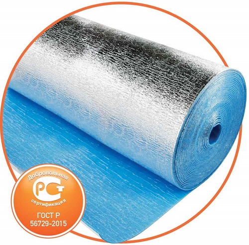 Рулон теплоизоляционный самоклеящийся фольгированный ПЕНОФОЛ 2000 Тип C толщина 3 мм, ширина 600 мм, длина 30 м (18 м²)